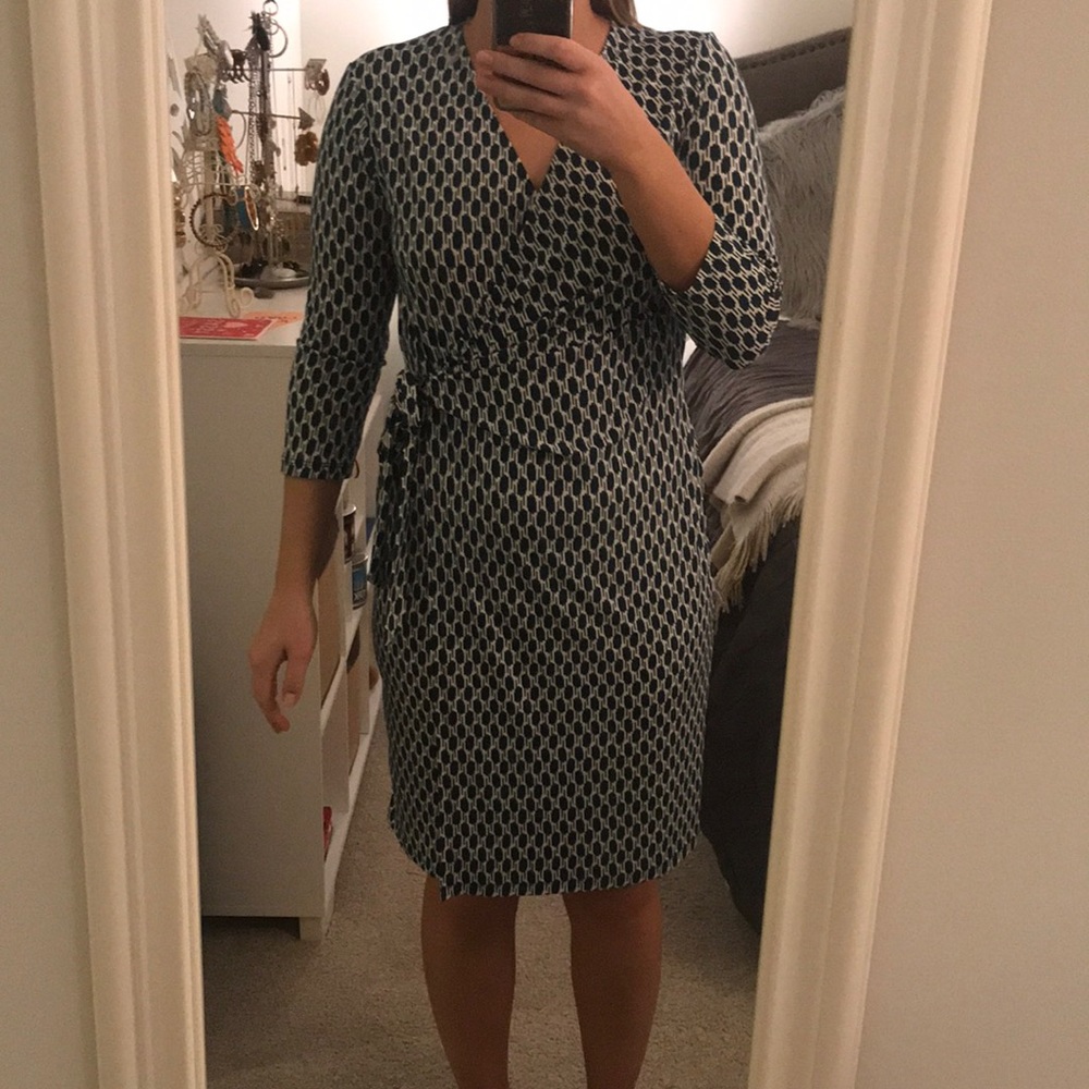 Anne Klein Printed Faux-Wrap Dress